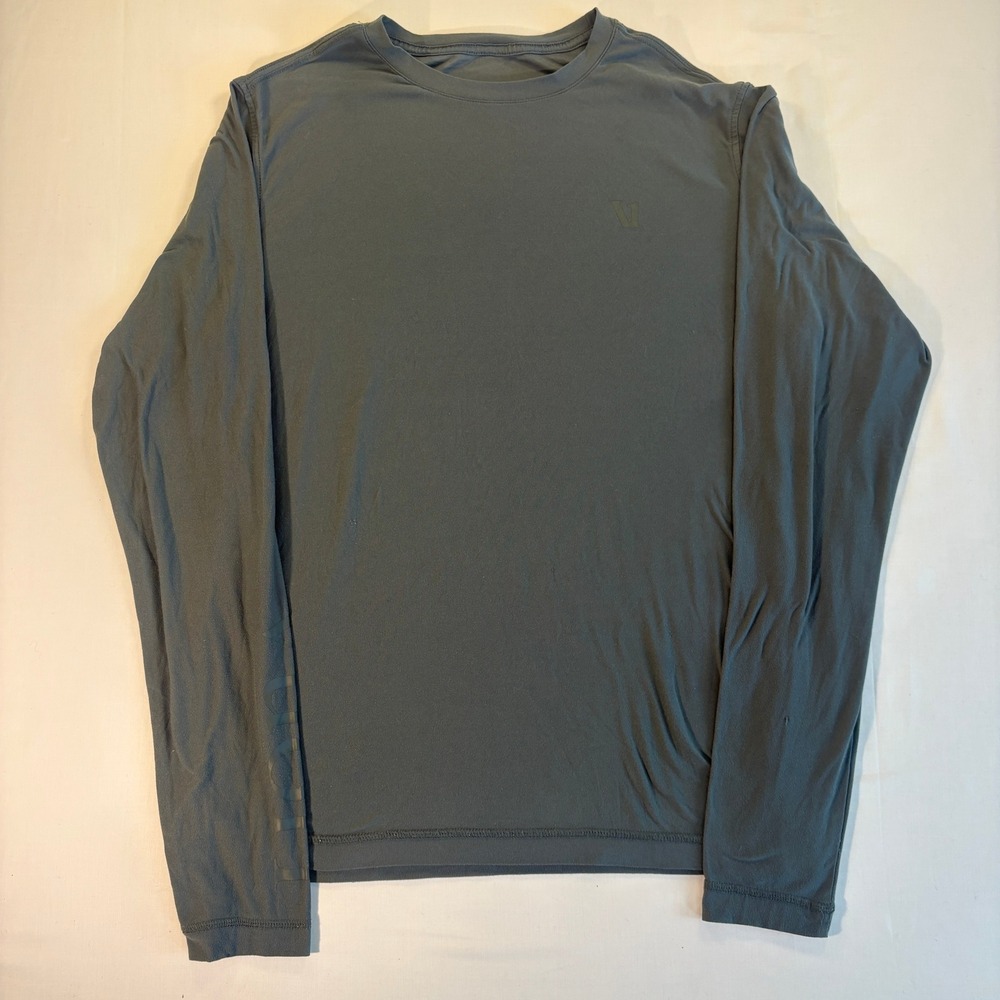 Vuori Mens Large Gray Long Sleeve Performance Tee Active Crew Neck Shirt